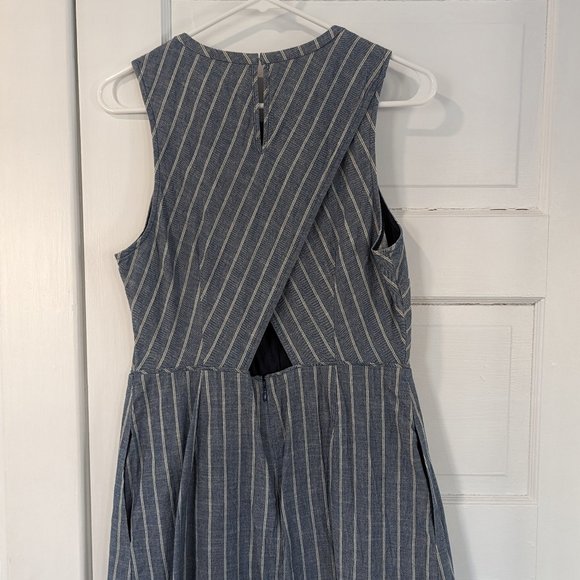 J. Crew Blue Stripe Mini Dress - Coastal Casual Cotton Pockets! - Picture 5 of 8